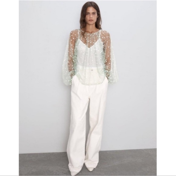 ZARA SPARKLY SEMI-SHEER TOP SIZE M - Picture 3 of 8